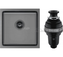 Комплект Мойка Paulmark Vista PM304444-GM, вороненая сталь + Измельчитель Bone Crusher BC 1000-AS