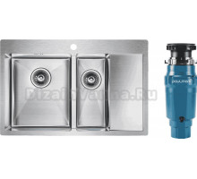 Комплект Мойка Paulmark Kroner PM227851-BSL, брашированная нержавеющая сталь L + Измельчитель Intenso