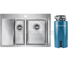 Комплект Мойка Paulmark Kroner PM227851-BSR, брашированная нержавеющая сталь R + Измельчитель Intenso