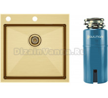 Комплект Мойка Paulmark Kroner-Edge PM775151-BG, брашированное золото + Измельчитель Intenso