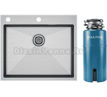 Комплект Мойка Paulmark Kroner-Edge PM775951-BS, брашированная сталь + Измельчитель Intenso I-800