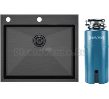 Комплект Мойка Paulmark Kroner-Edge PM775951-GM, вороненая сталь + Измельчитель Intenso I-PRO 1000