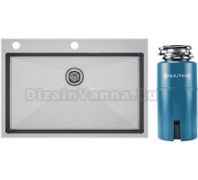 Комплект Мойка Paulmark Kroner-Edge PM777551-BS, брашированная сталь + Измельчитель Intenso I-500