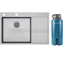 Комплект Мойка Paulmark Kroner-Edge PM777851-BSL, брашированная сталь + Измельчитель Intenso I-PRO 1000