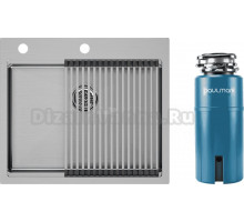 Комплект Мойка Paulmark Kroner-Pro + Pro PM705951-BS+R405-BS, брашированная сталь + Измельчитель Intenso