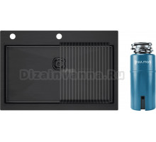 Комплект Мойка Paulmark Kroner-Pro + Pro PM707551-GM+R405-GM, вороненая сталь + Измельчитель Intenso