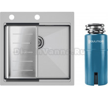 Комплект Мойка Paulmark Kroner-Pro PM705151-BS+A405-BS, с коландером, брашированная нержавеющая сталь + Измельчитель Intenso