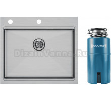 Комплект Мойка Paulmark Kroner-Pro PM705951-BS, брашированная нержавеющая сталь + Измельчитель Intenso