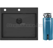 Комплект Мойка Paulmark Kroner-Pro PM705951-GM, вороненая сталь + Измельчитель Intenso