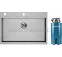 Комплект Мойка Paulmark Kroner-Pro PM707551-BS, брашированная нержавеющая сталь + Измельчитель Intenso I-500