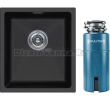 Комплект Мойка Paulmark Lumi LU41-BL, черная + Измельчитель Intenso I-PRO 1000