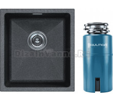 Комплект Мойка Paulmark Lumi LU41-DG, графит + Измельчитель Intenso I-500