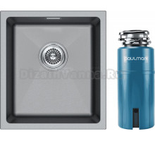 Комплект Мойка Paulmark Lumi LU41-DG, серый металлик + Измельчитель Intenso