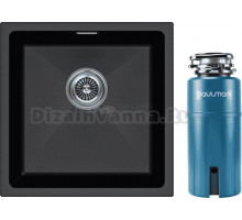 Комплект Мойка Paulmark Lumi LU45-BL, черная + Измельчитель Intenso I-800