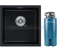 Комплект Мойка Paulmark Lumi LU45-BLM, черный металлик + Измельчитель Intenso I-PRO 1000