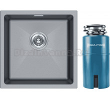 Комплект Мойка Paulmark Lumi LU45-GRM, серый металлик + Измельчитель Intenso I-500