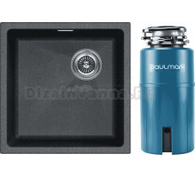 Комплект Мойка Paulmark Lumi LU45SK-DG, графит + Измельчитель Intenso