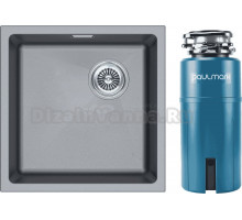 Комплект Мойка Paulmark Lumi LU45SK-GRM, серый металлик + Измельчитель Intenso I-800