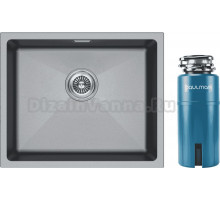 Комплект Мойка Paulmark Lumi LU55-GRM, серый металлик + Измельчитель Intenso