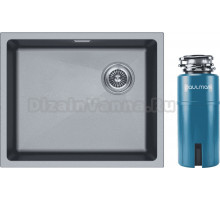 Комплект Мойка Paulmark Lumi LU55SK-GRM, серый металлик + Измельчитель Intenso I-PRO 1000