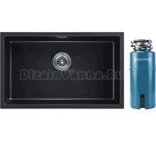 Комплект Мойка Paulmark Lumi LU74-BLM, черный металлик + Измельчитель Intenso