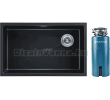 Комплект Мойка Paulmark Lumi LU74SK-BLM, черный металлик + Измельчитель Intenso I-800