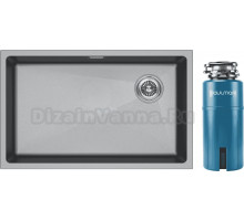 Комплект Мойка Paulmark Lumi LU74SK-GRM, серый металлик + Измельчитель Intenso I-PRO 1000