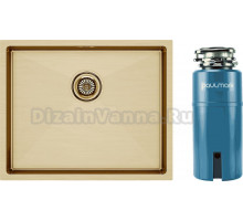 Комплект Мойка Paulmark Next PM215444-BG, брашированное золото + Измельчитель Intenso I-800