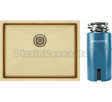 Комплект Мойка Paulmark Next PM215844-BG, брашированное золото + Измельчитель Intenso I-500