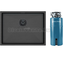 Комплект Мойка Paulmark Next PM215844-GM, вороненая сталь + Измельчитель Intenso I-PRO 1000