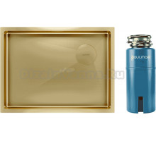 Комплект Мойка Paulmark Next-Skew PM885844-BG, брашированное золото + Измельчитель Intenso I-PRO 1000