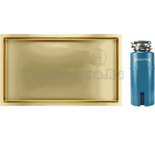 Комплект Мойка Paulmark Next-Skew PM887444-BG, брашированное золото + Измельчитель Intenso I-800