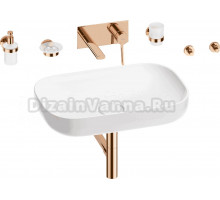 Комплект 8 в 1 Wellsee Croquis 201005684 глянцевый белый, розовое золото, С ВНУТРЕННЕЙ ЧАСТЬЮ