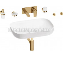 Комплект 8 в 1 Wellsee Croquis 201005698 глянцевый белый, золото, С ВНУТРЕННЕЙ ЧАСТЬЮ