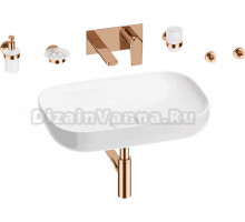 Комплект 8 в 1 Wellsee Croquis 201005699 глянцевый белый, розовое золото, С ВНУТРЕННЕЙ ЧАСТЬЮ