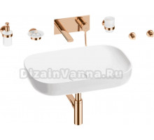 Комплект 8 в 1 Wellsee Croquis 201005704 глянцевый белый, розовое золото, С ВНУТРЕННЕЙ ЧАСТЬЮ