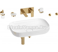 Комплект 8 в 1 Wellsee Croquis 201005718 глянцевый белый, золото, С ВНУТРЕННЕЙ ЧАСТЬЮ