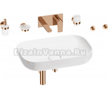 Комплект 8 в 1 Wellsee Croquis 201005719 глянцевый белый, розовое золото, С ВНУТРЕННЕЙ ЧАСТЬЮ