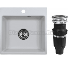 Комплект Мойка NOVA, 44-44, белая + Измельчитель Bone Crusher BC 610-AS