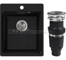 Комплект Мойка NOVA, 51-42, черная + Измельчитель Bone Crusher BC 610-AS