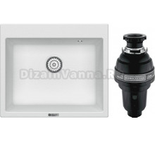 Комплект Мойка Point Бинга 60, белая + Измельчитель Bone Crusher BC 1000-AS