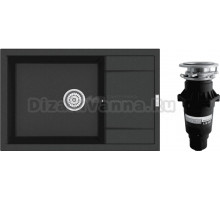 Комплект Мойка Point Велета 78, черная + Измельчитель Bone Crusher BC 810-SL Slim Line