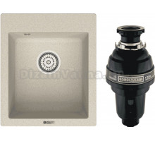 Комплект Мойка Point Динара 42, светло-бежевая + Измельчитель Bone Crusher BC 1000-AS