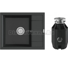 Комплект Мойка Point Римо 60, черная + Измельчитель Bone Crusher BC 910-AS