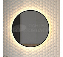 Зеркало круглое Defesto Aura DF 2993 60x60 с теплой подсветкой, без выключателя, черное