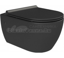 Унитаз подвесной Boheme Nero 961-SET-B безободковый, с микролифтом, черный матовый