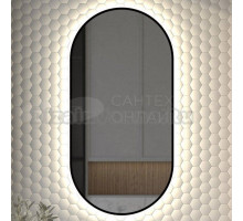 Зеркало Defesto Aura DF 2934 50x100 с теплой подсветкой, без выключателя, черное