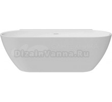 Акриловая ванна Teymi Aina T130119 170x80 см, пристенная, белая матовая, овальная, со сливом-переливом, с донным клапаном, фурнитура белая