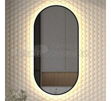 Зеркало Defesto Aura DF 2934R 50x100 с теплой подсветкой, инфракрасный выключатель, черное