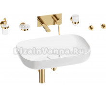 Комплект 8 в 1 Wellsee Croquis 201005723 глянцевый белый, золото, С ВНУТРЕННЕЙ ЧАСТЬЮ